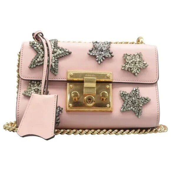 100% Authentic GUCCI Padlock Pink Leather Shoulder Bag - Picture 1 of 12